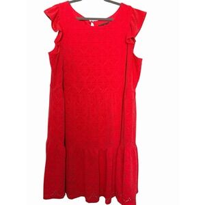 Jessica Howard Floral Lace Summer Dress Coral Salmon Size 18 Flutter Sleeve
